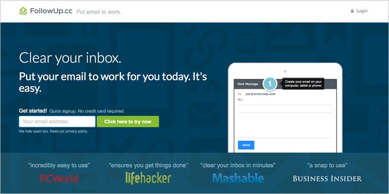 Homepage for FollowUp.cc website