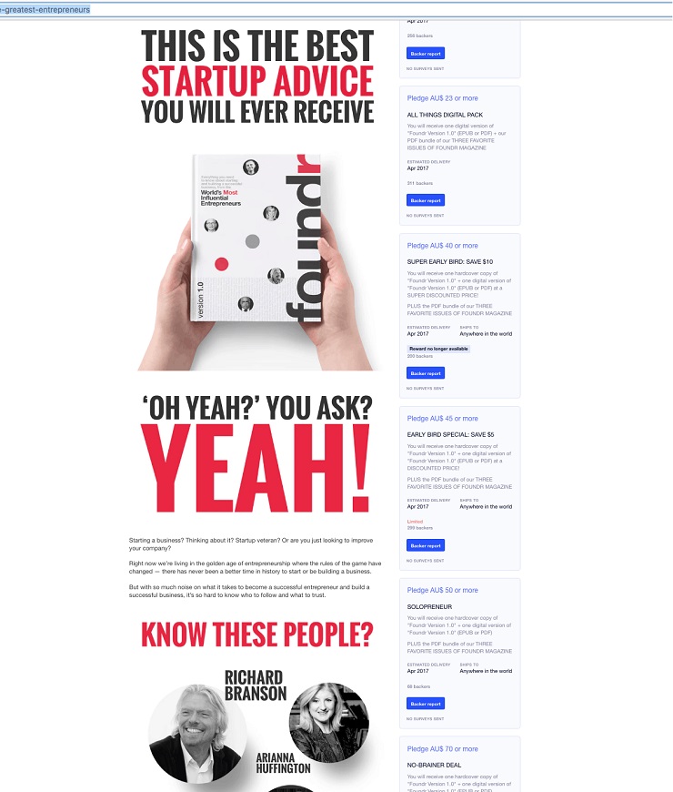 Foundr Kickstarter Landing Page 