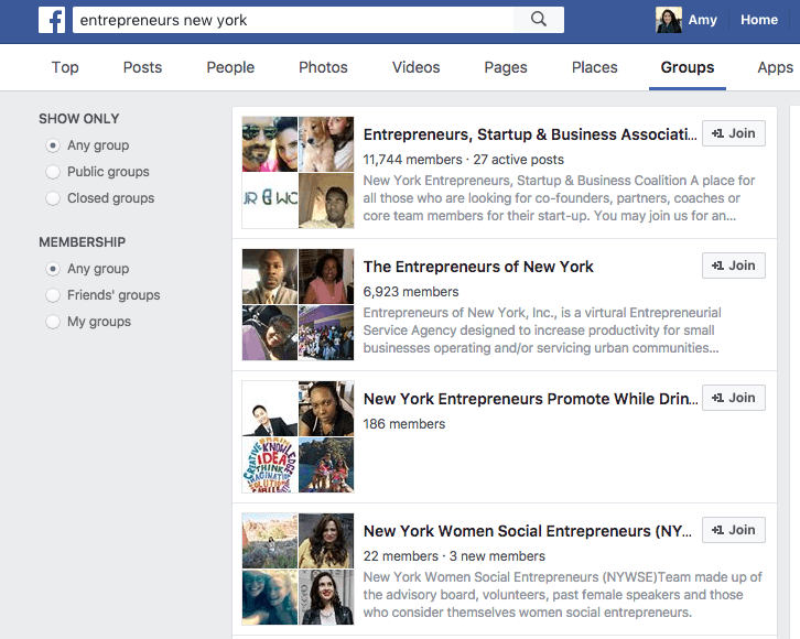 Misunderstood entrepreneur - Facebook search results