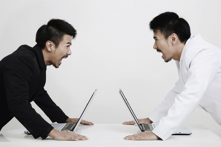 businessmen shouting