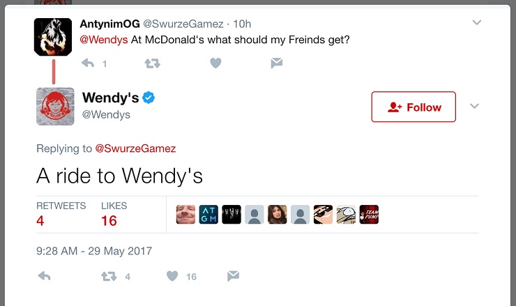 Struggling Small Business- Wendy's Twitter 2