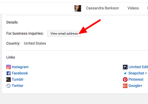 Find someone's email address- Cassandra Bankson YouTube