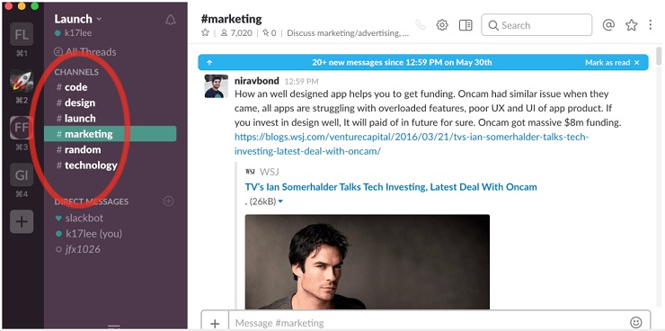 Social Selling- Slack Channels
