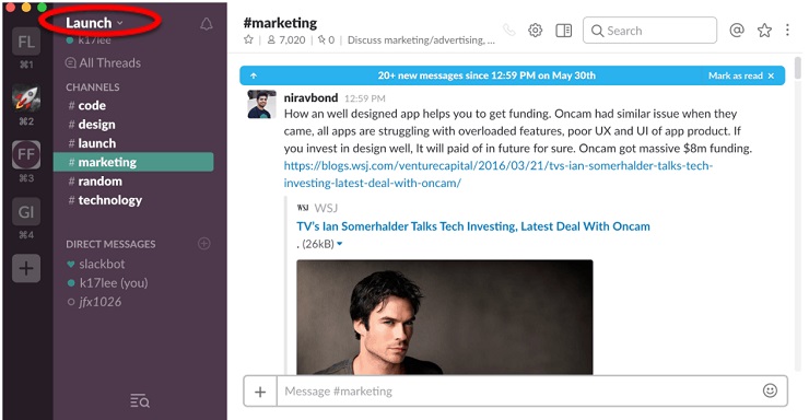 Social Selling- Slack Channels