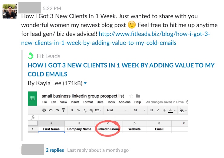 Social Selling- Slack Conversation