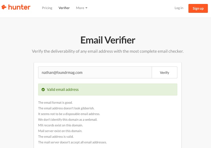 Find someone's email address- Hunter search results