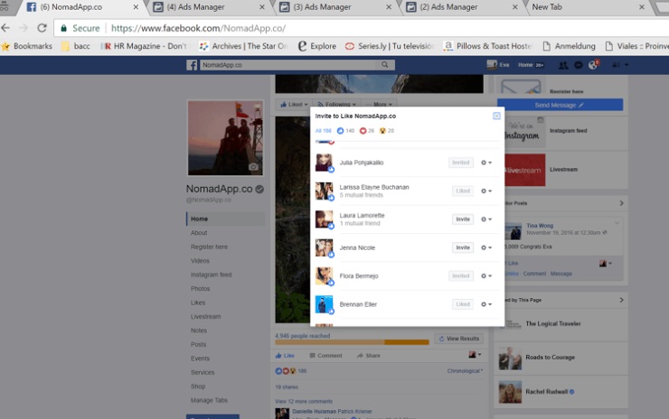 Growth-hack your Facebook page- NomadApp.Co Facebook Page