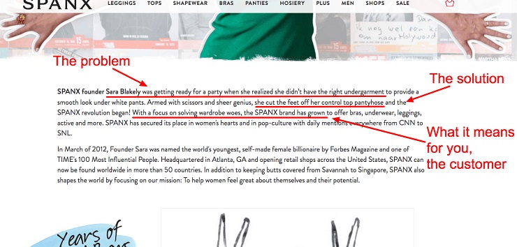 Startup brand messaging mistakes- Spanx Story