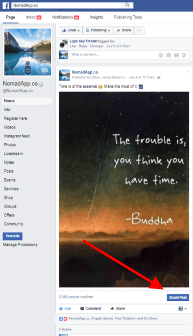 Growth-hack your Facebook page- NomadApp.Co Facebook Page