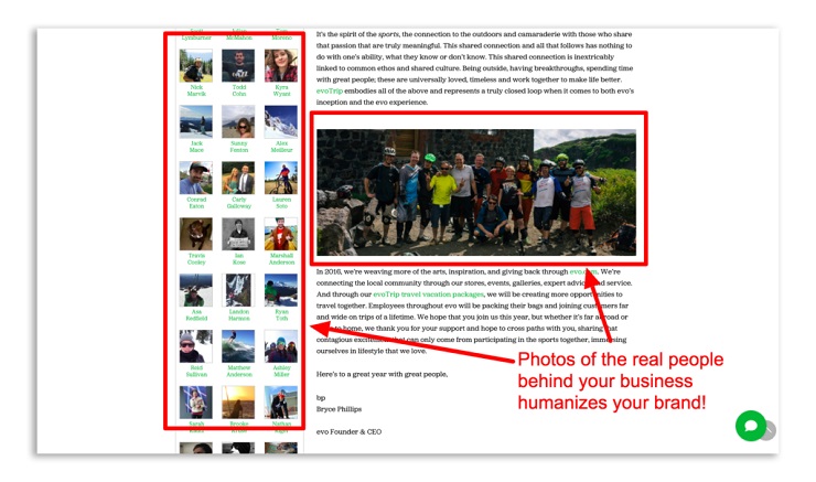  The Evo Crew includes a photo of themselves on their About Us Page
