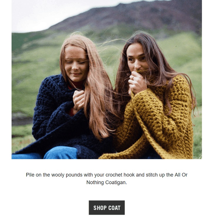 Wool and the Gang is a great example of using words and phrases that are consistent with the language of their audience when doing Email personalization