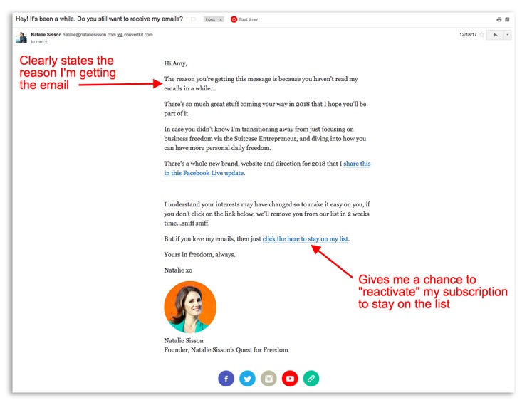 Natalie Sisson's email marketing automations