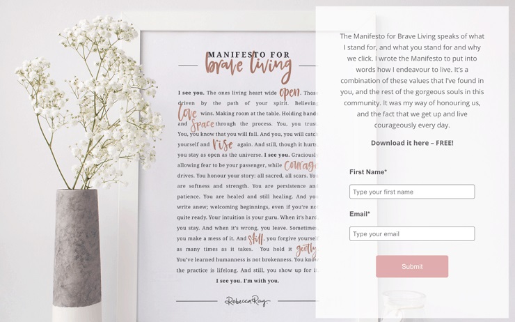 A popular opt-in example is a manifesto