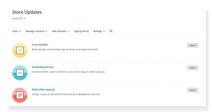 Use MailChimp to build an email list without a website