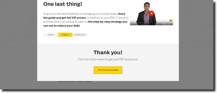 choose to share a button displays you can click to go to VIP download page where you can get your free bonuses post-conversion engagement