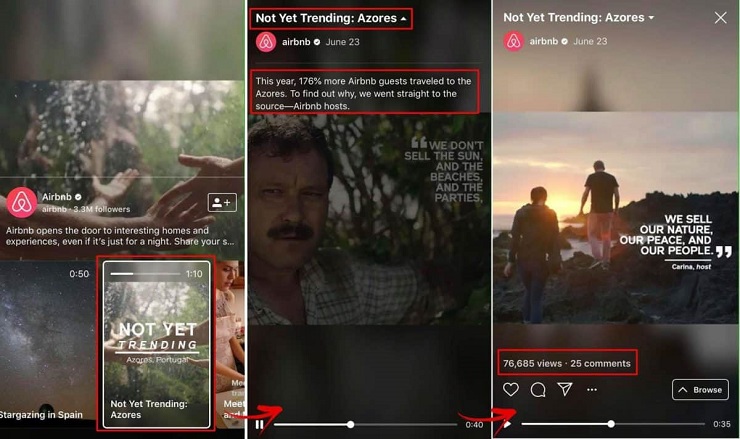 Airbnb Instagram stories video featuring locals to explain why a place can be a great choice for travelers