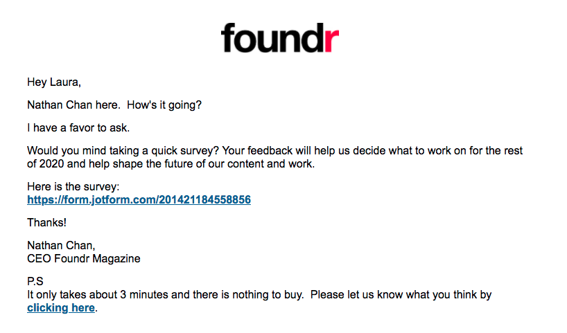 foundr feedback rcf form survey