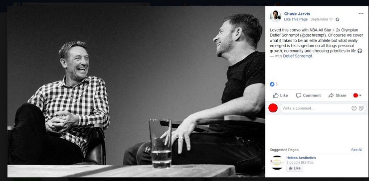 Chase Jarvis’s  podcast marketing strategy where he shares Photos from the recording session