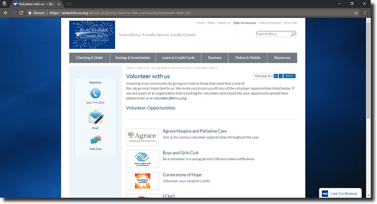 Blackhawk Community Credit Union’s show how to get followers to share or join in your philanthropic endeavors