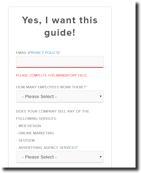 SaaS landing page example