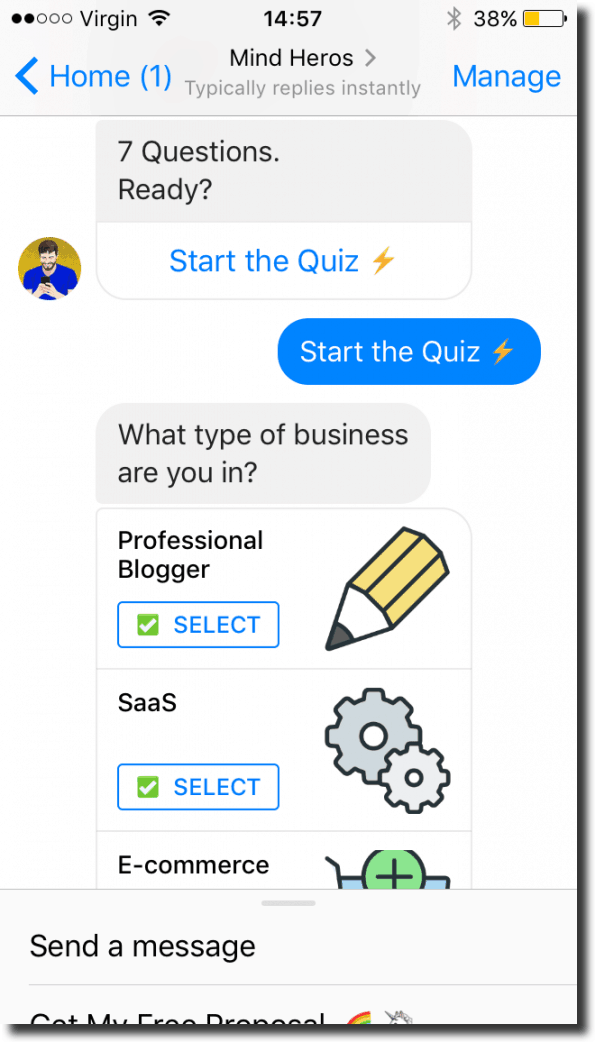 Mind Heros Messenger chat bot