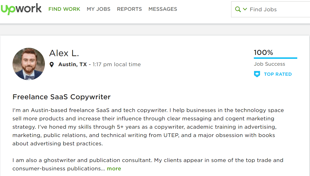 Alex L Freelance SaaS Copywriter Upwork