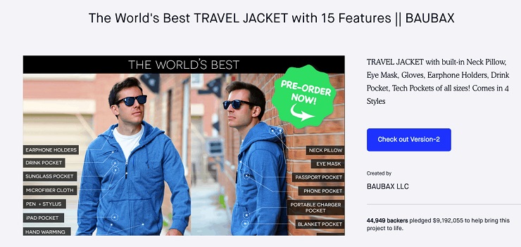 Kickstarter page added a button that takes viewers over to the website for version 2
