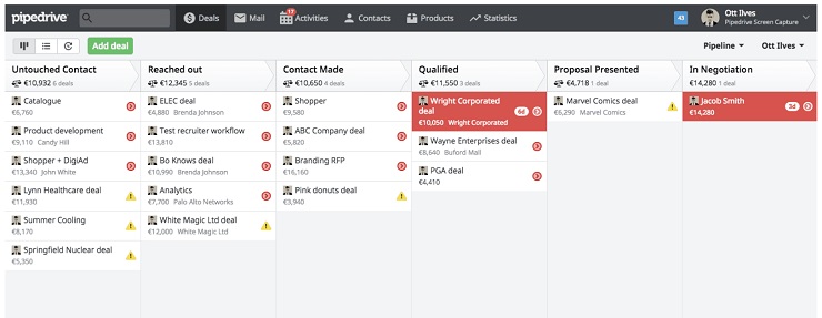 Pipedrive’s crm UI