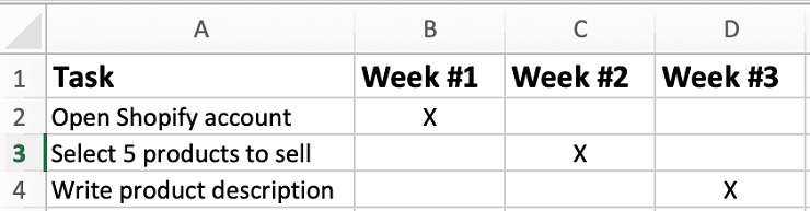 tracking spreadsheet