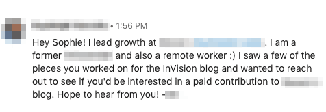 LinkedIn messages referencing to guest posts have turned into work opportunities