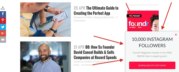 email list with popups