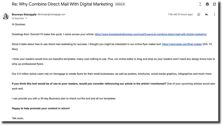 Example mass mailing to contacts using Mailshake