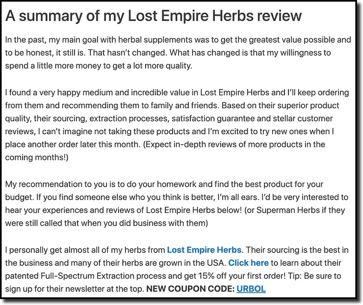 a summary of my lost empire herbs review