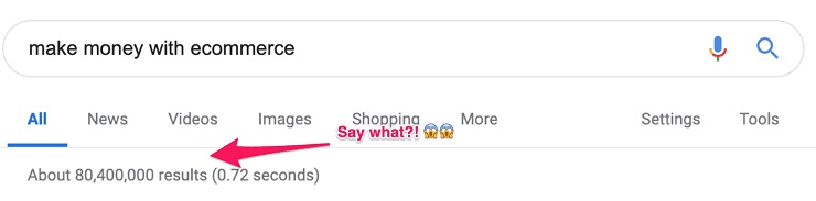 google search result on how to make money with ecommerce