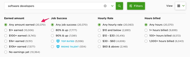 A quick search for software developers in upwork returns over 20,000 results