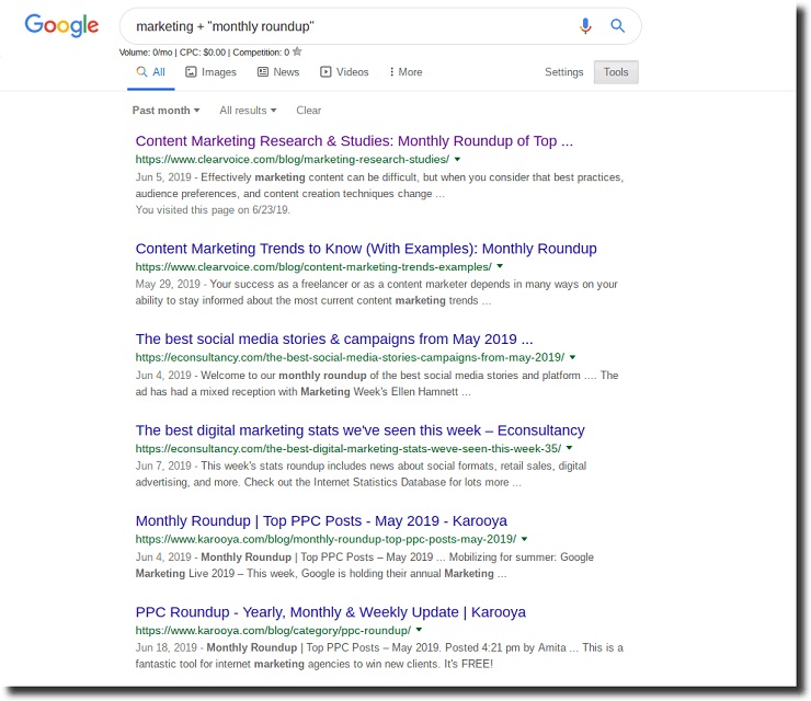 Content roundups are a regular thing in marketing, web development, design, SaaS, and similar industries