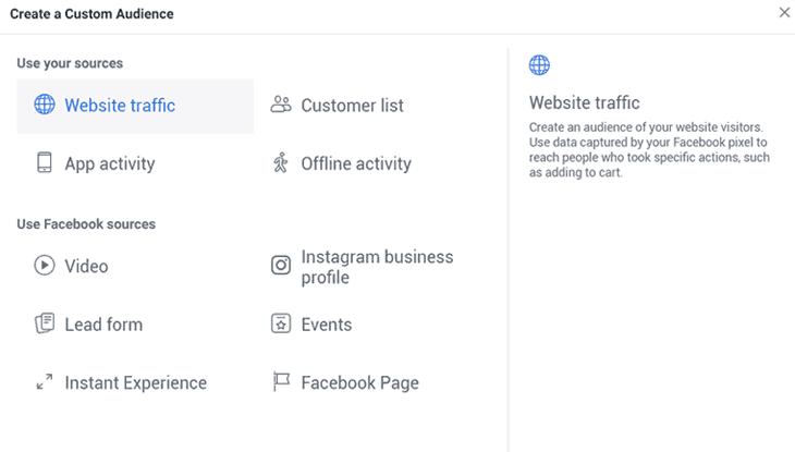 Create a custom audience on Facebook