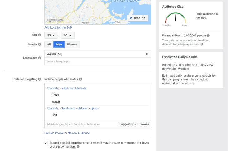 Facebook lets you target your audience directly without any fuss