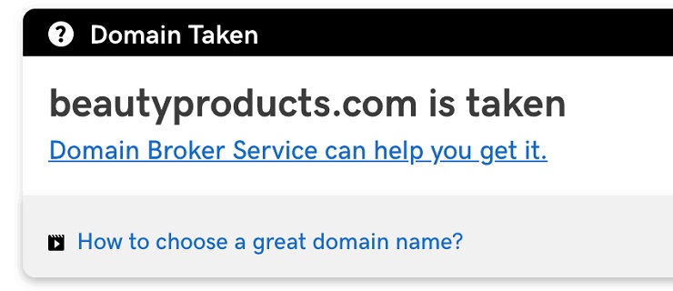 BeautyProducts.com is taken