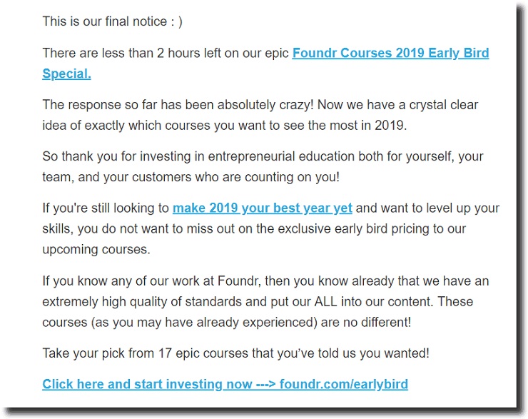 Foundr course validation email