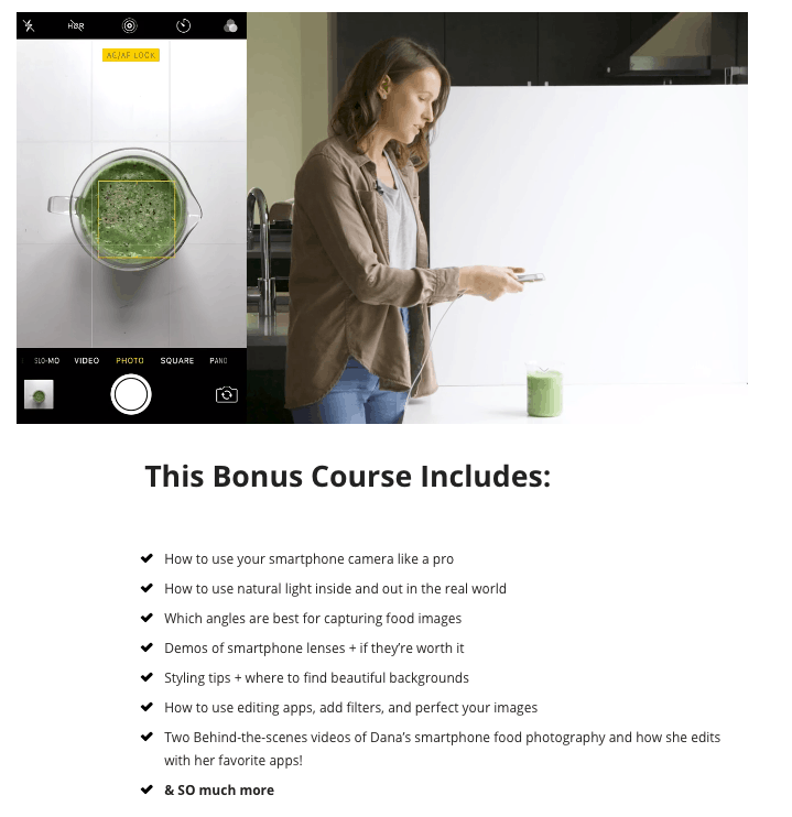 The Food Photography School sweetens the deal by offering a bonus course