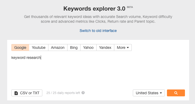 Ahrefs Keywords Explorer