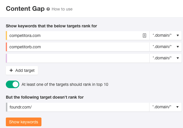 Content Gap on Ahrefs