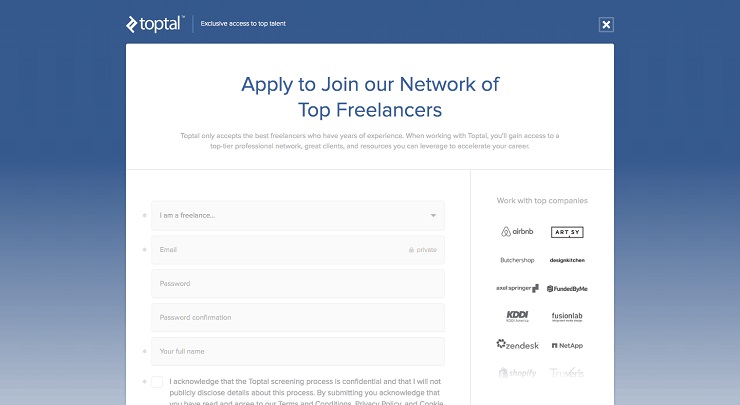 Join as a Freelancer Toptal