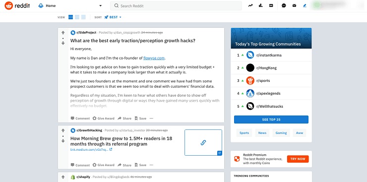 Reddit Homepage