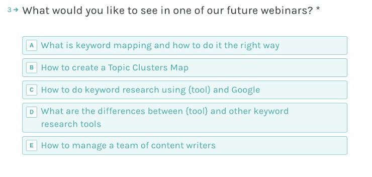 Typeform Question for Webinar