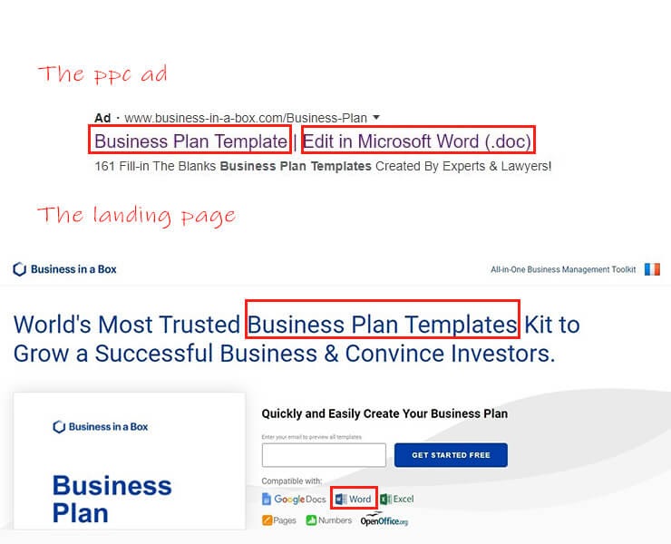 message match business in a box