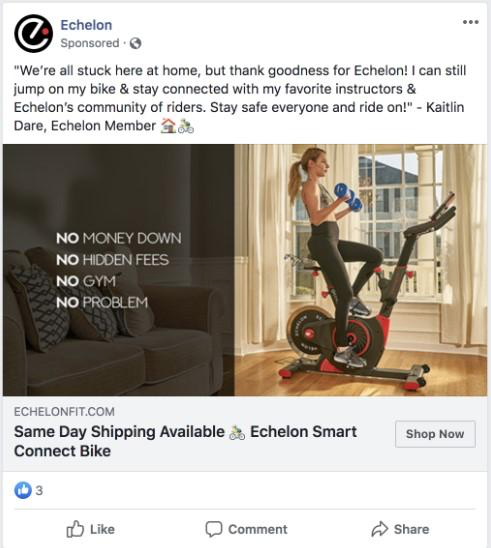 covid 19 facebook advertising example echelon