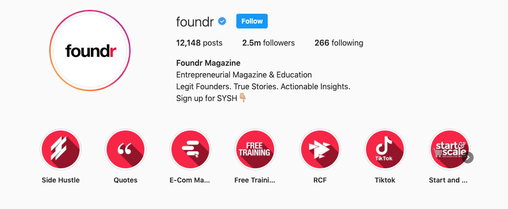 Foundr Instagram Social Media Interactions