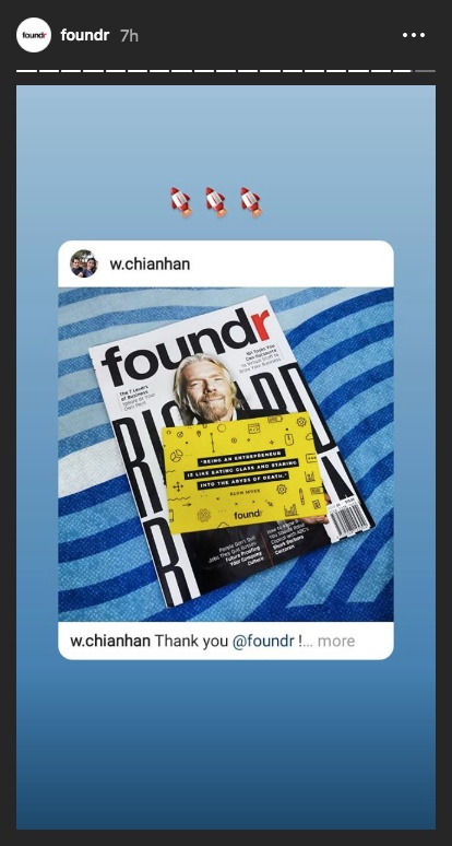 foundr instagram stories repost richard branson magazine 2